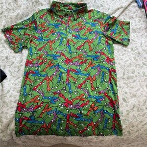 Pins & Aces Ninja Turtle Print Polo Shirt